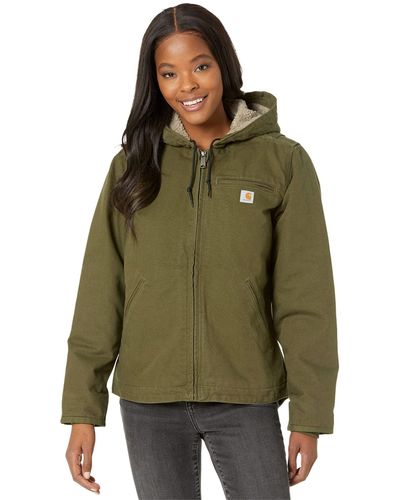 Carhartt Oj141 Sherpa Lined Hooded Jacket - Green