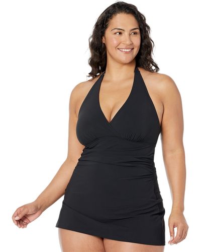 L.L. Bean Slimming Swimwear Clasp Halter Dress - Black