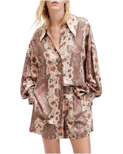 AllSaints Charli Cascade Shirt - Brown
