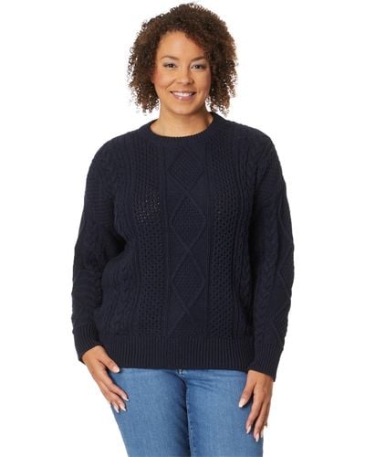 Madewell Plus Rey Cotton Cable Crew Pullover - Blue