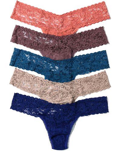 Hanky Panky Signature Lace Low Rise Thong 5-pack - Blue