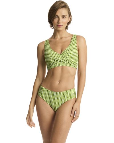 Sea Level Checkmate Mid Bikini Pant - Green