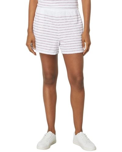 Mod-o-doc Stripe Printed Slub Jersey Shorts - White