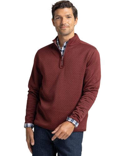 Southern Tide Long Sleeve Arden Reversible 1/4 Zip - Red
