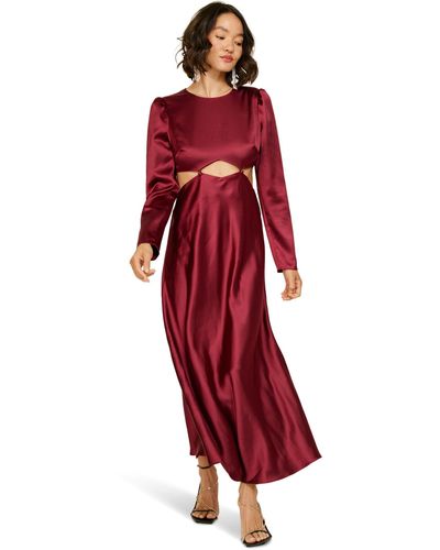 Line & Dot Mira Long Sleeve Dress - Red