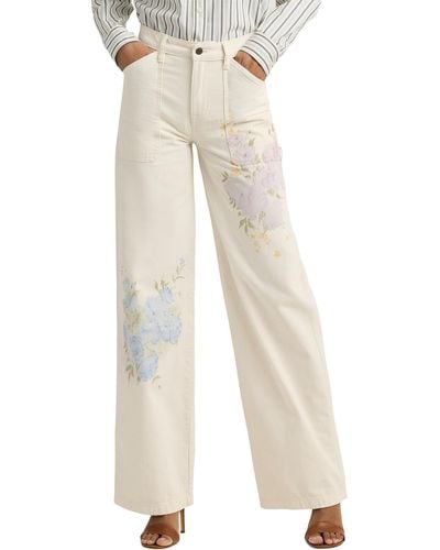 Lauren by Ralph Lauren Floral High-rise Wide-leg Jeans In Mascarpone Cream Wash - Natural
