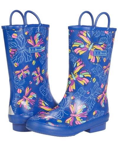 L.L. Bean Puddle Stompers Rain Boots Print - Blue