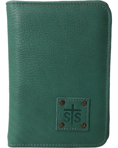 STS Ranchwear Magnetic Wallet/travel/passport Case (leopard) Wallet Handbags - Green