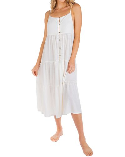 Hurley Solid Button Front Tiered Midi - Natural
