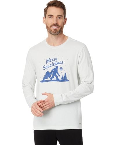 Life Is Good. Merry Squatchmas Long Sleeve Crusher-lite Tee - White