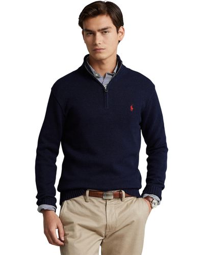 Polo Ralph Lauren Cotton 1/4 Zip Sweater - Blue