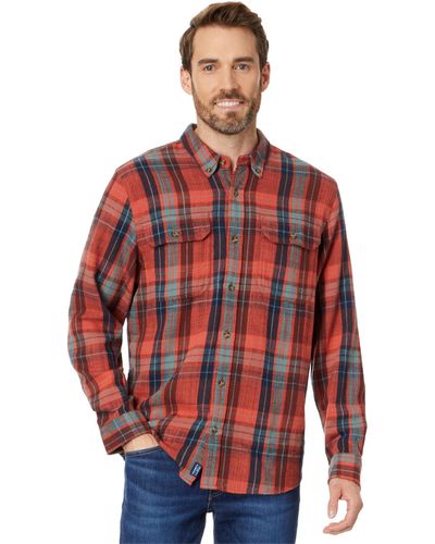 L.L. Bean 1912 Field Flannel Shirt Slightly Fitted Plaid - Red