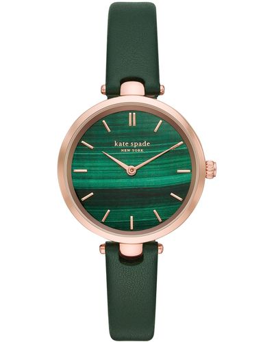 Kate Spade Holland Quartz Stainless Steel And Leather Watch - Green