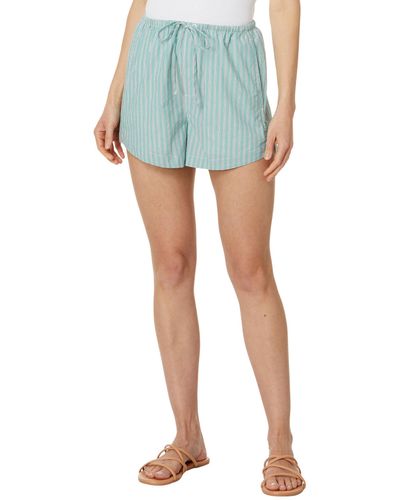 Madewell Drawstring High-rise Mid-length Shorts In Crinkle Poplin - Blue