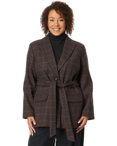 Madewell The Plus Bedford Oversized Belted Blazer In Stripe - Brown