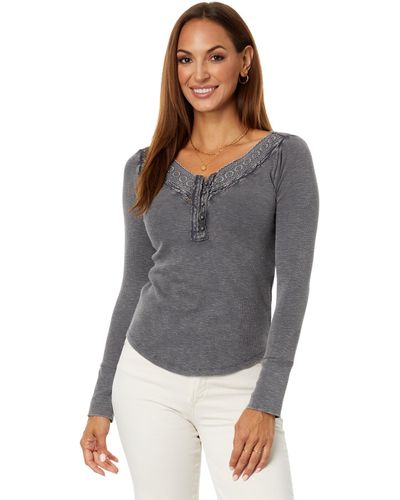 Lucky Brand Trim Mix Henley - Gray