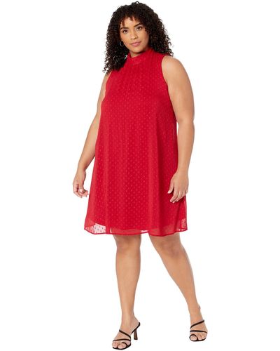 Tommy Hilfiger Fresh Clip Dot Sleeveless Dress - Red