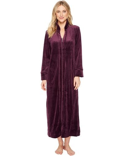 Carole Hochman Velvet Long Zip Robe - Purple
