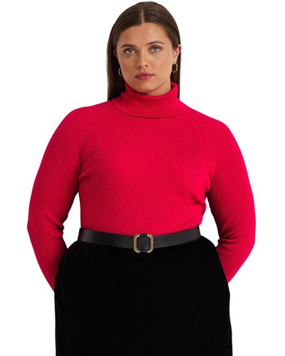 Lauren by Ralph Lauren Plus Size Turtleneck Sweater - Red