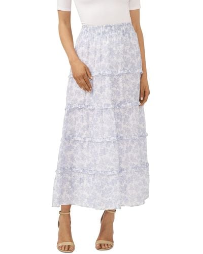 Cece Smocked Tiered Maxi Skirt - White