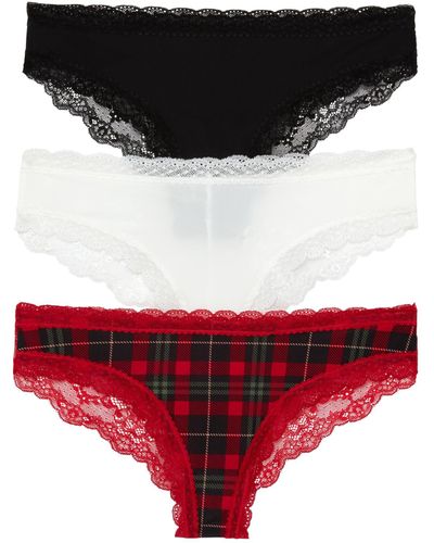 Honeydew Intimates Aiden 3-pack Lace Back Hipster - Red