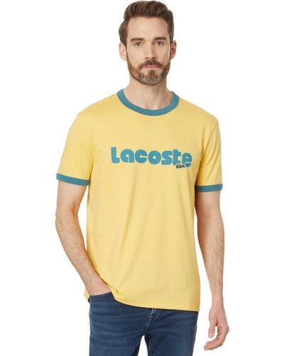 Lacoste Short Sleeve Regular Fit Tee Shirt W/ Large Wording - Yellow