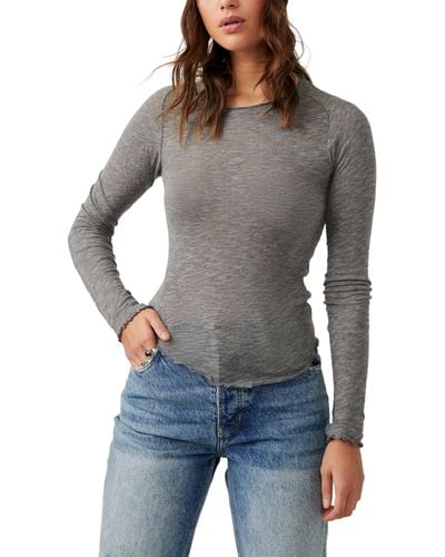 Free People Be My Baby Long Sleeve - Gray