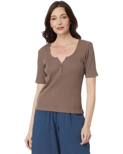 Pact Favorite Rib Henley Top - Blue