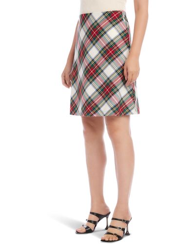Karen Kane Bias Cut Plaid Skirt - Multicolor