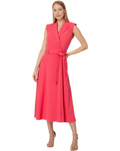 Calvin Klein Double Breasted A-line Midi Dress - Red