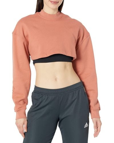 adidas By Stella McCartney Truecasuals Cropped Sportswear Sweatshirt Ht1111 - Red