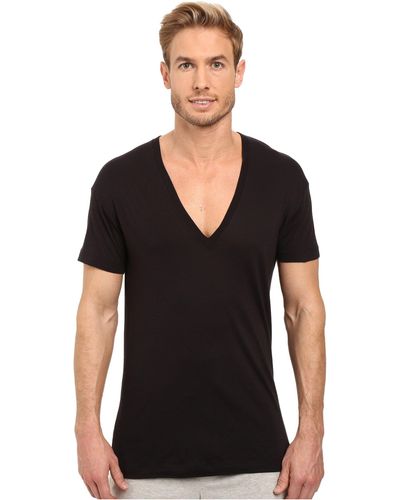 Men's Tagless Slim Fit Top Muscle Cotton V-Neck Crewneck Short Sleeve  Undershirts T-Shirts