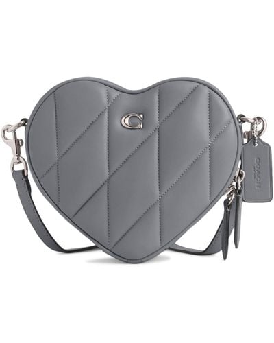 COACH Quilted Leather Heart Crossbody - Gray