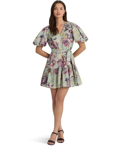 Lauren by Ralph Lauren Floral Cotton Voile Puff-sleeve Dress - Multicolor