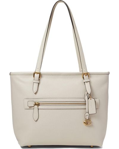 COACH Polished Pebble Leather Taylor Tote - Natural