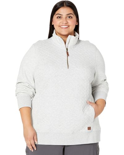 L.L. Bean Plus Size Quilted Sweatshirt 1/4 Zip Pullover Long Sleeve - White