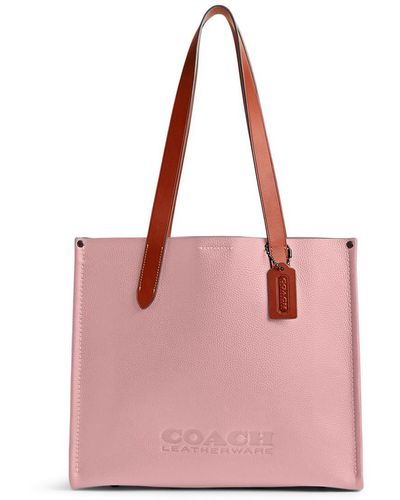 COACH Relay Tote 34 In Pebble Leather - Pink