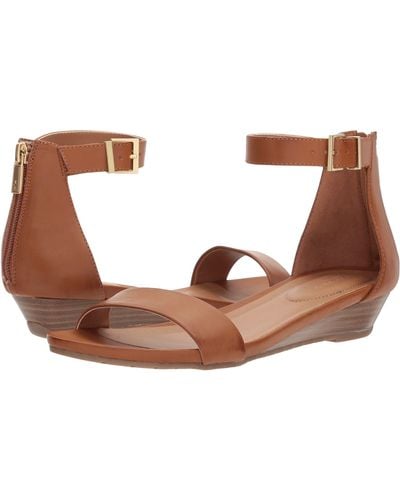 Kenneth Cole Great Vibe Leather Wedge Sandals - Brown