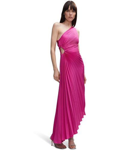 Mango Asymmetrical Pleated Dress - Pink