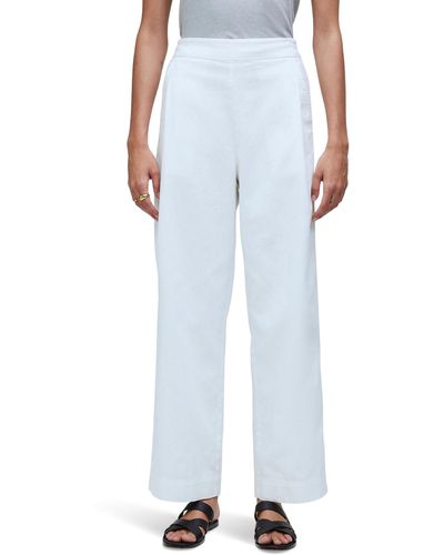 Madewell Pull-on Straight Crop Pants In Cotton-linen Blend - Blue