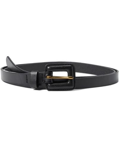 Madewell Pebbled Leather Covered-buckle Belt - Black
