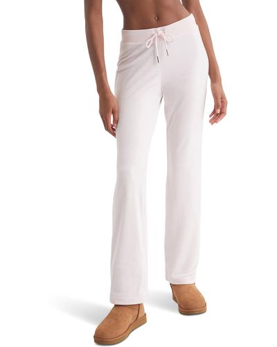 Juicy Couture Rib Waist Velour Pants With Drawcord - White