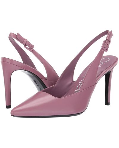 Calvin Klein Rielle Slingback Pump (amethyst Leather) High Heels - Purple