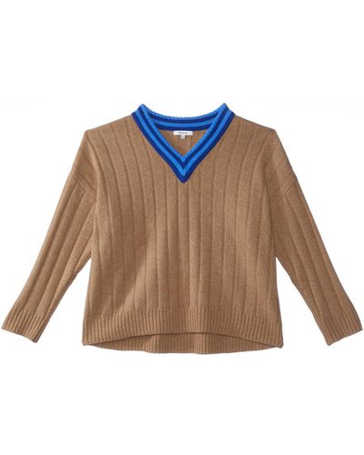 Madewell Plus Tipped V-neck Oversized Sweater - Natural