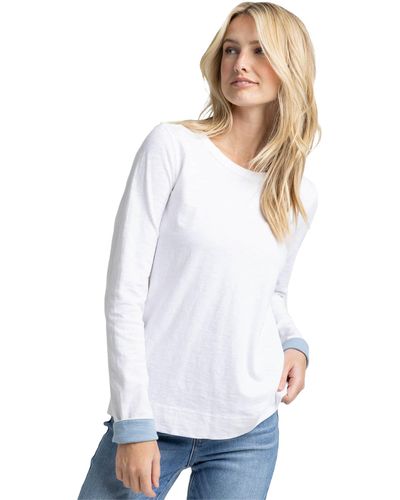 Southern Tide Long Sleeve Kimmy Crew Neck Tee - White