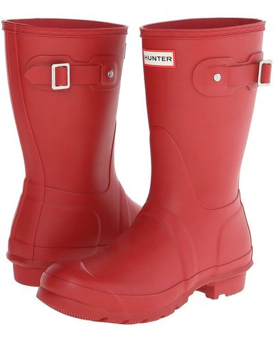HUNTER Original Short Wellies Rain Boots - Red