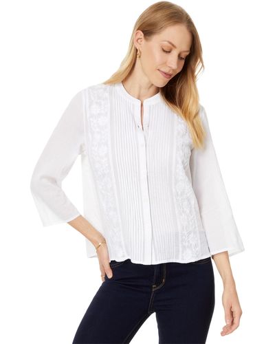 Tommy Hilfiger Gauze Embroidered Pintuck Top - White