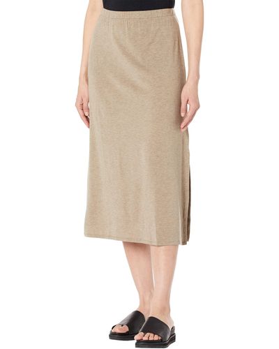 Eileen Fisher Full-length Flared Skirt With Side Slits In Melange Jersey - Green