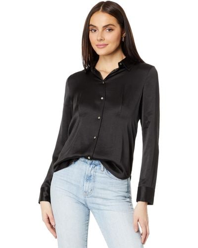 Madewell Darted Button-up Shirt In Satin - Black