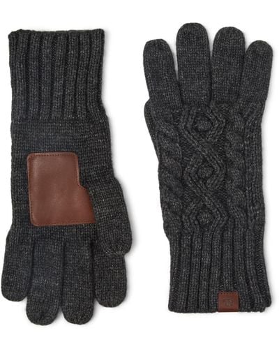 Lauren by Ralph Lauren Cable Glove With Leather Palm Patch - Black